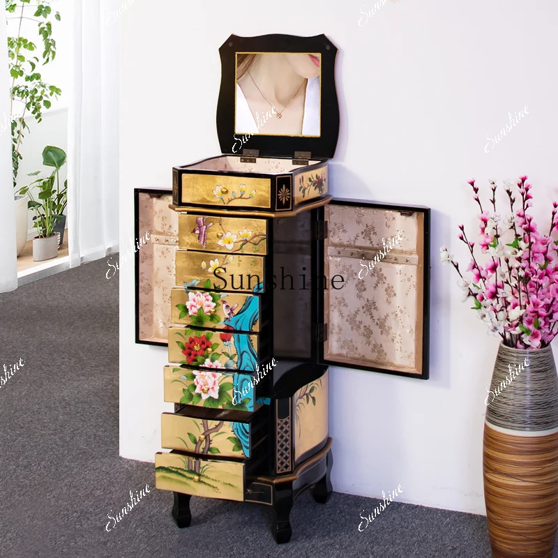 

Black Painted Jewelry Boutique Jewelry Jade Window Counter Chinese Bedroom Jewelry CabinetYY