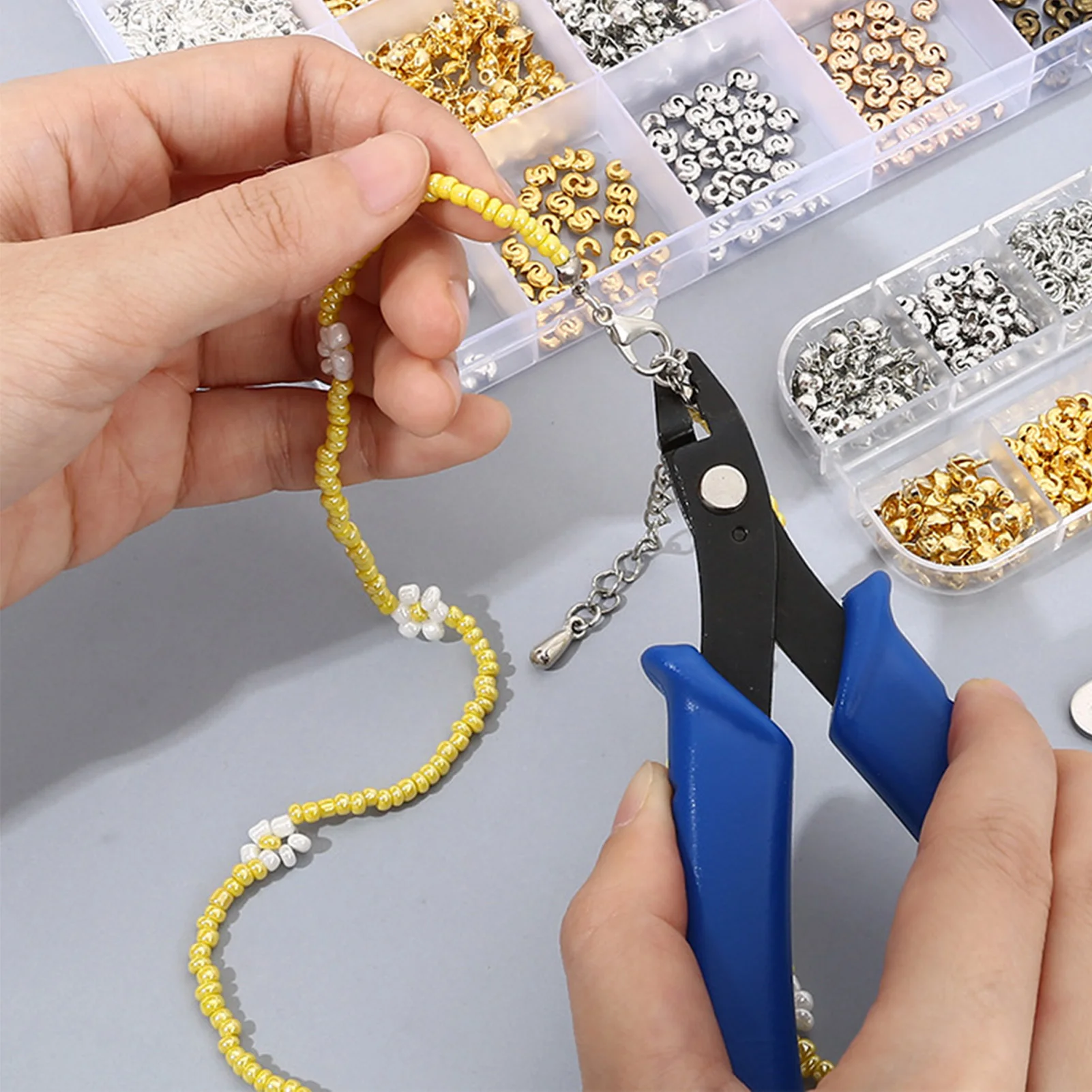 Metal Spacer Beads for Making Bracelet Crimp Beads Crimp Covers & Crimp Tubes Kits Suitable for Adults and Beginners