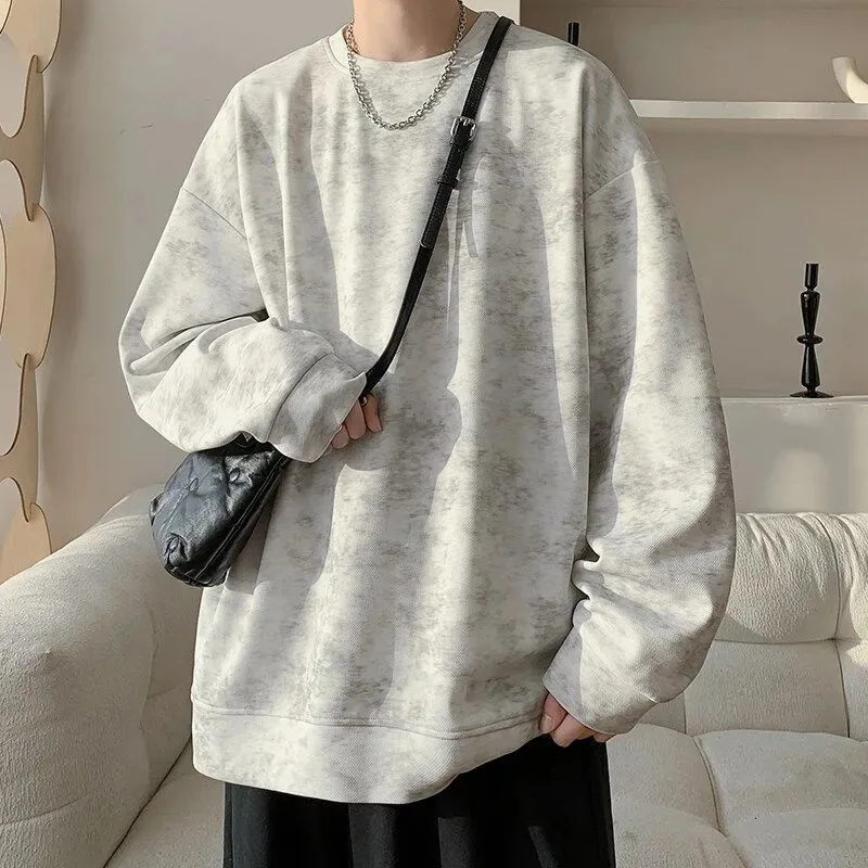 

Окрашенная в галстук толстовка с круглым вырезом для мужчин весна осень американские брендовые топы High Street модные повседневные куртки