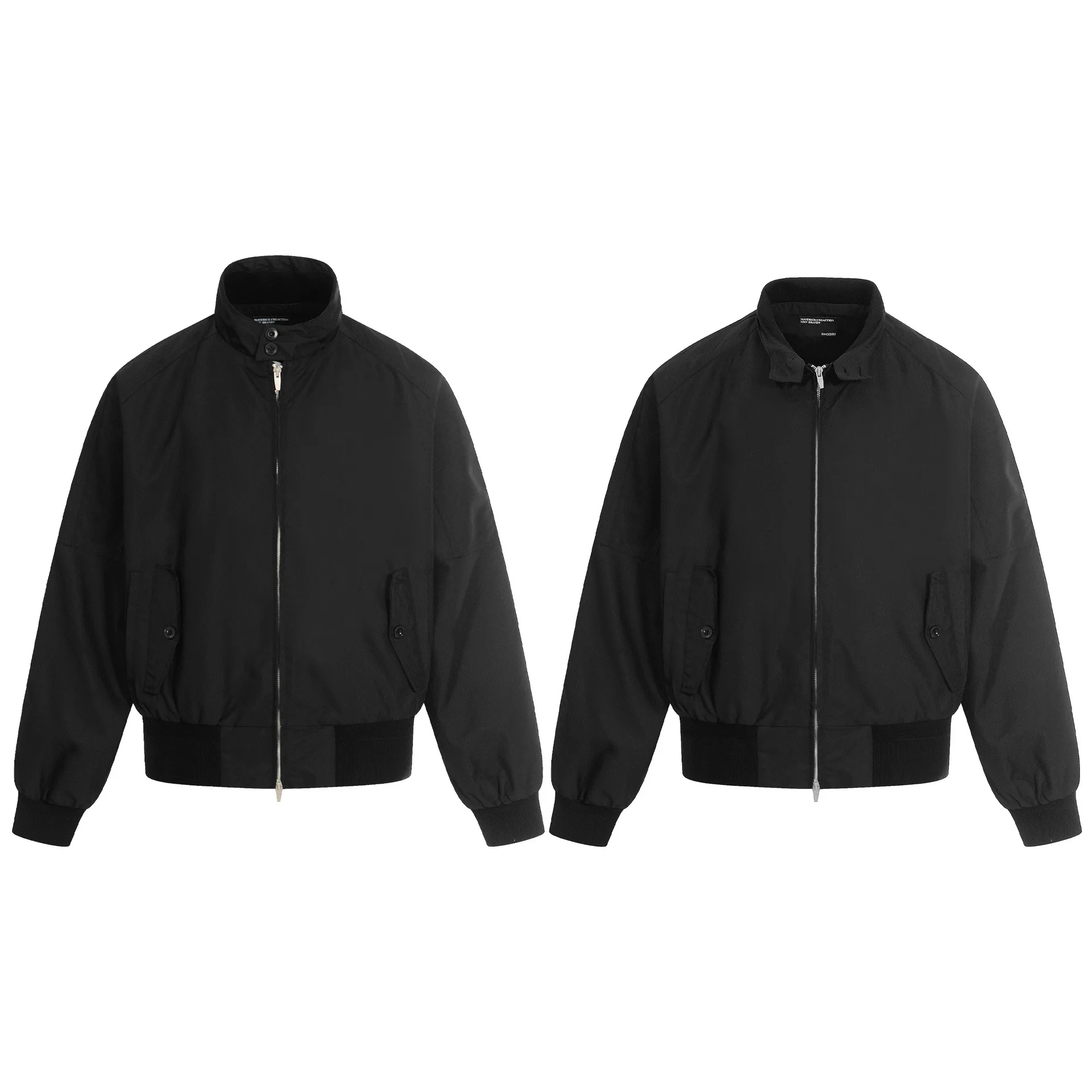 

American Retro Bla Jaet Loose Fit ort Wide Collar High Ne Men's Casual Faion Outerwear Cotton Blend Material