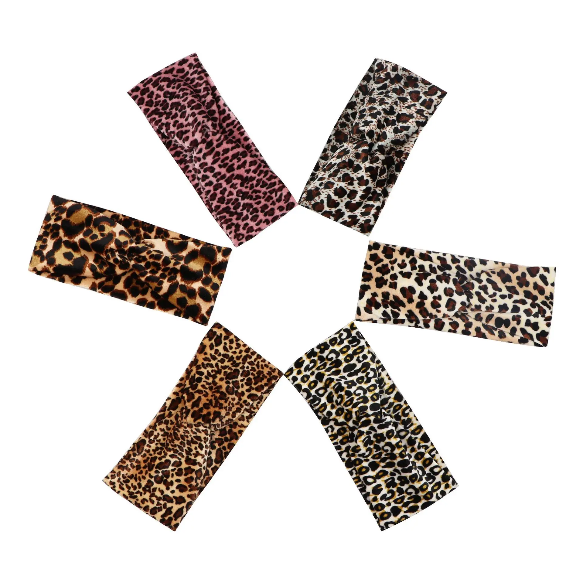 New Printed Wide Edge Cross Leopard Pattern Cross Hairband with Velvet Gold Plush Headband Sports Headband Winter