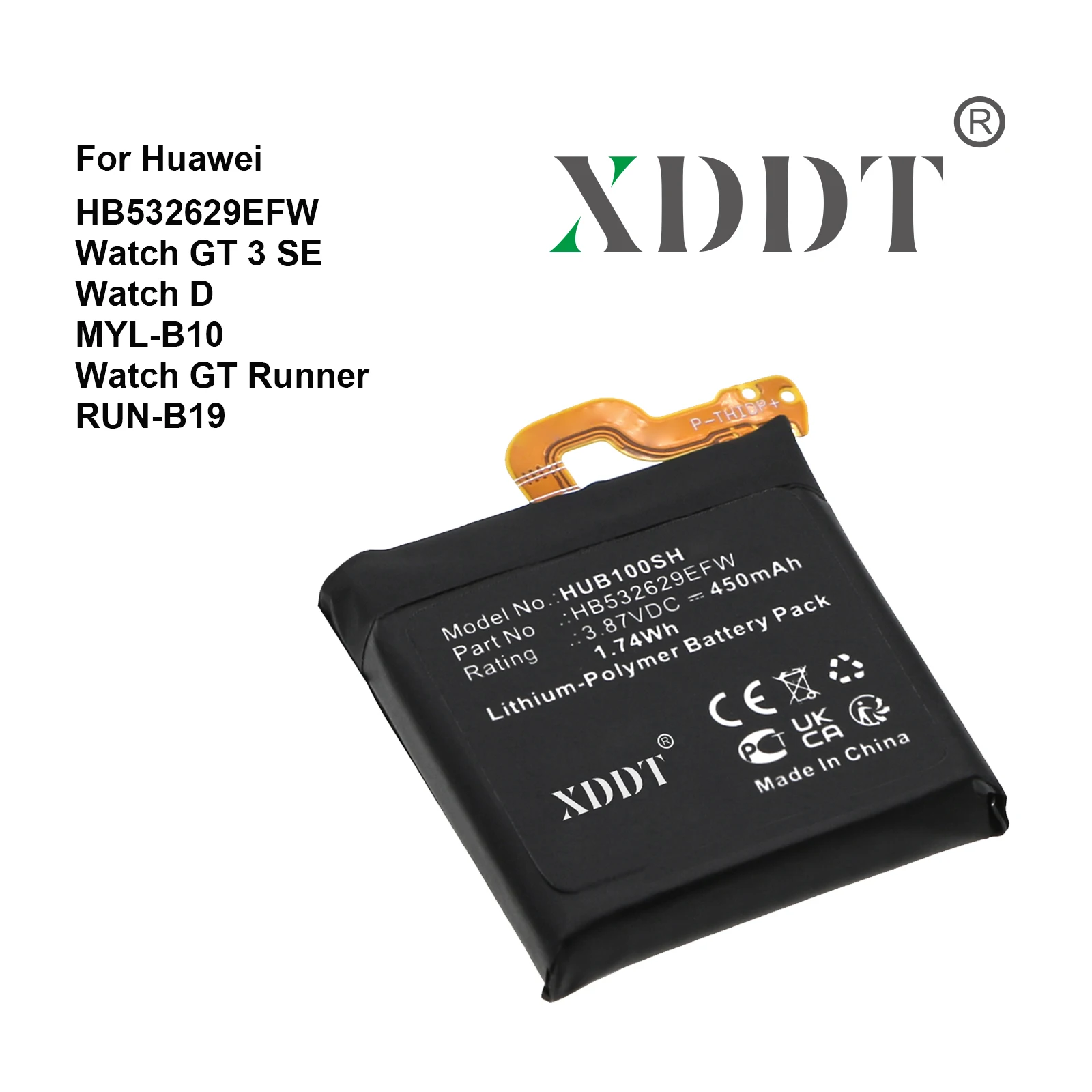 

Replacement Watch Battery HB532629EFW For Huawei Watch D GT Runner Run-B19 MLY-B10 Battery HB532629EFW + Tools
