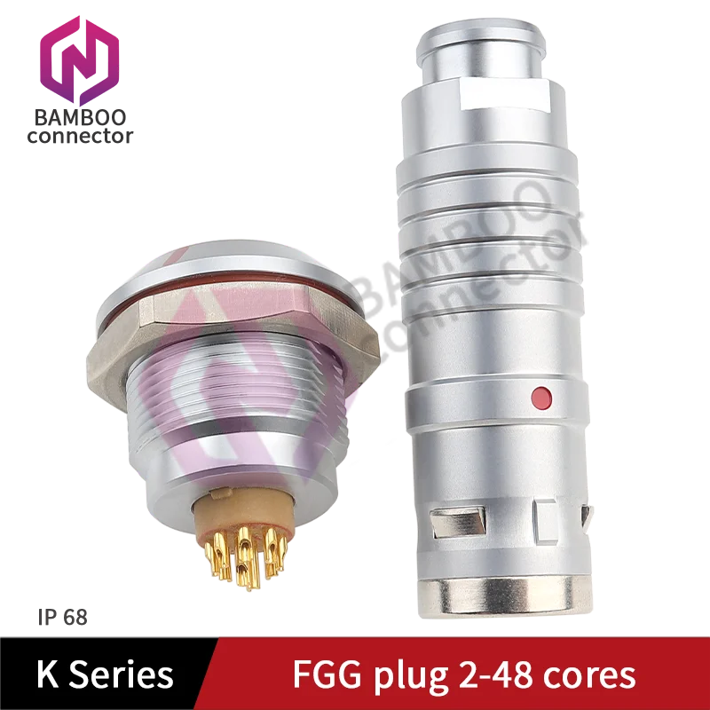 K Series Quick Self-latching FGG Plug 1K 2K 2 3 4 5 6 7 Pin Waterproof Male Plug Female Socket Aviation Metal Butting Connector