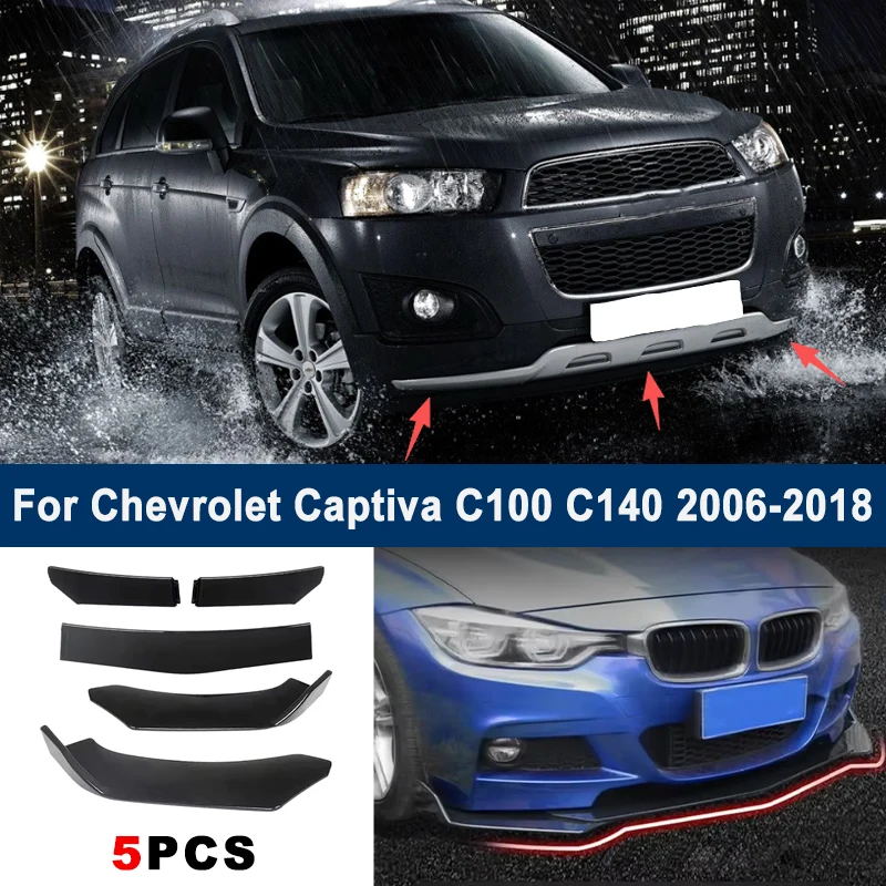 

Adjustable 5Pcs Sectional Front Spoiler Lip For Chevrolet Captiva C100 C140 2006-2018 Front Bumper Splitter Sport Body Kit