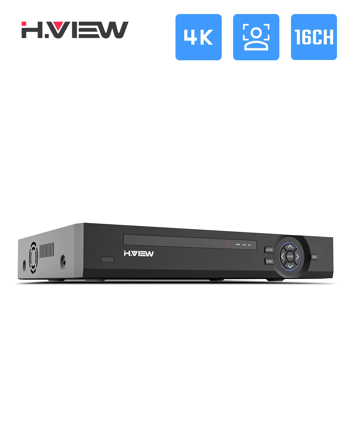 H.View 4K 16CH PoE NVR 2/5/8MP Sistem Keamanan CCTV Deteksi Wajah H.265 Perekam Video Audio Pengawasan Jaringan XMEye Onvif