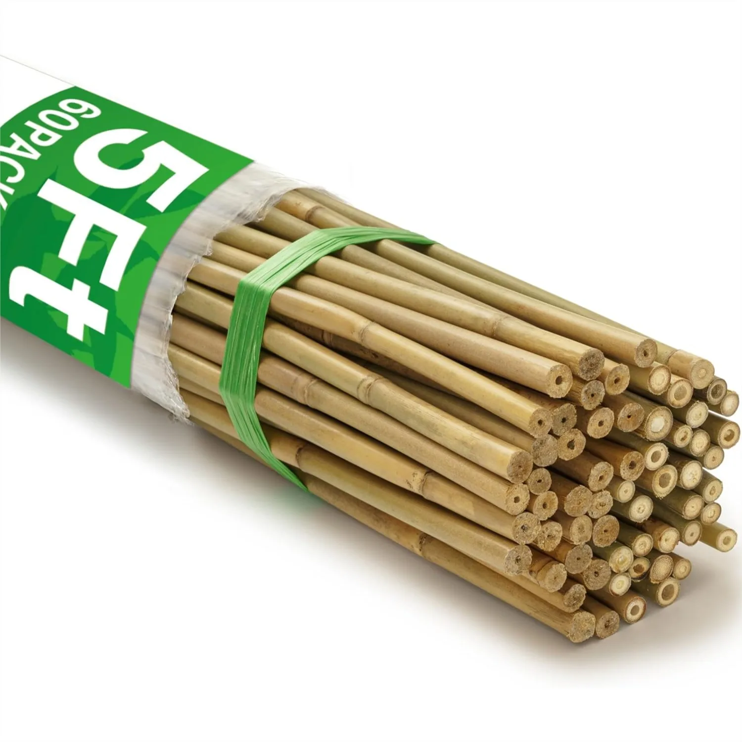 60Pcs 5ft Bamboo Stakes for Plant Support, Garden Sticks for Climbing Tomatoes Sunflowers Beans Potted Trees