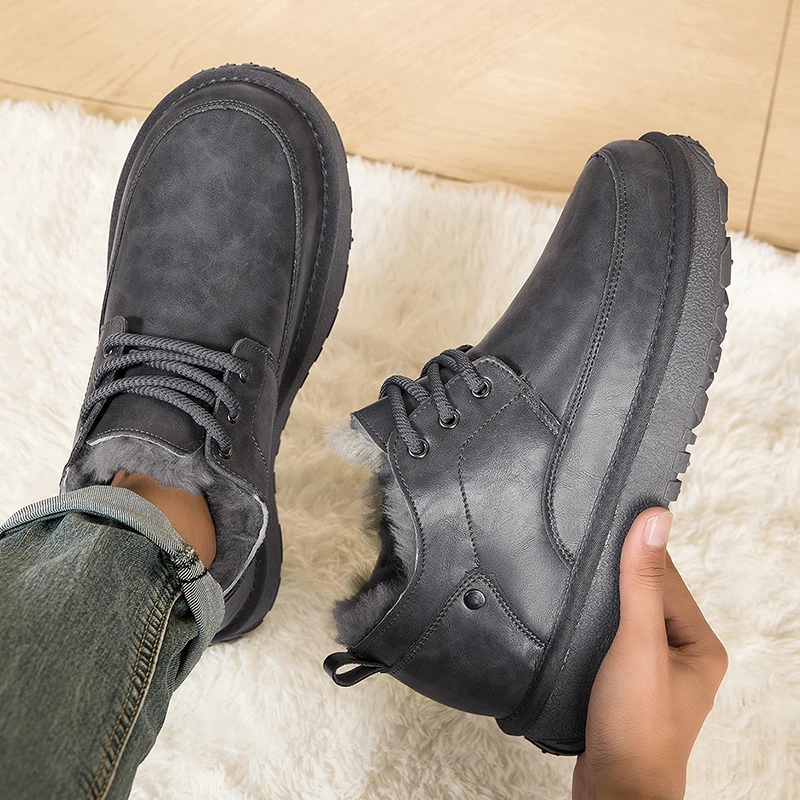 Zapatos térmicos para la nieve para hombre 2025, fáciles de quitar y antiviento, ideales para cenas de Acción de Gracias y aspecto informal elegante