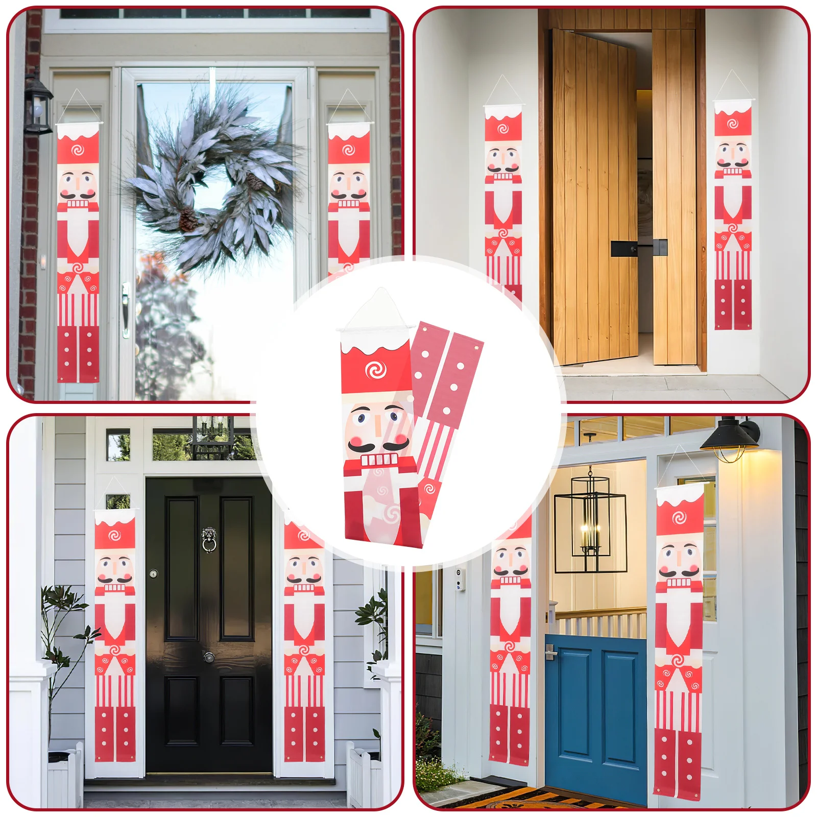 

1Set Christmas Door Banner Polyester Holiday Couplet Hanging Flag for Home Office Hotel Front Door Porch Decoration Xmas Party