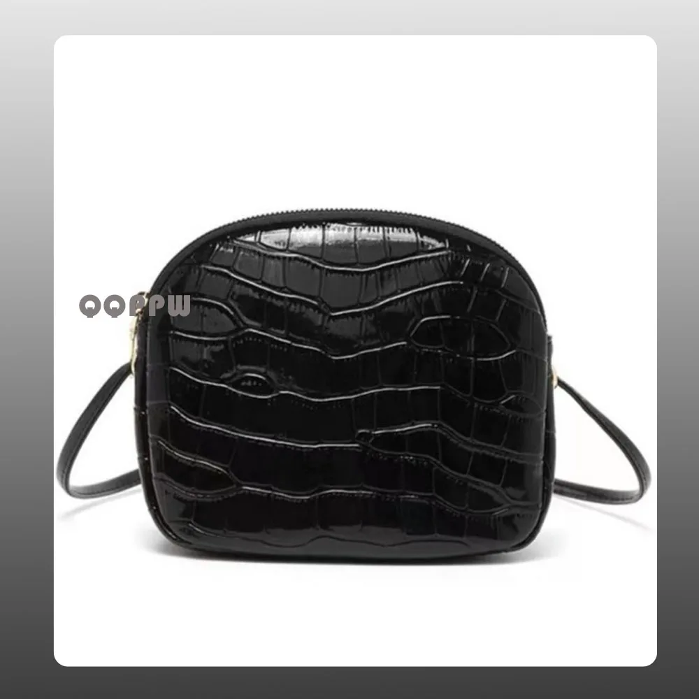 

New Fashion PU Leather Bowling Bag Handbag Denim blue Small Square Bag Large Capacity Korean Style Handbags Crossbody bag