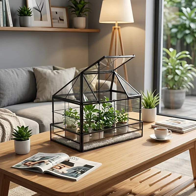 Glass Micro Landscape Ornament Creative Geometric Desktop Ornaments Nordic Style Decoration Crafts Living Room Accessories