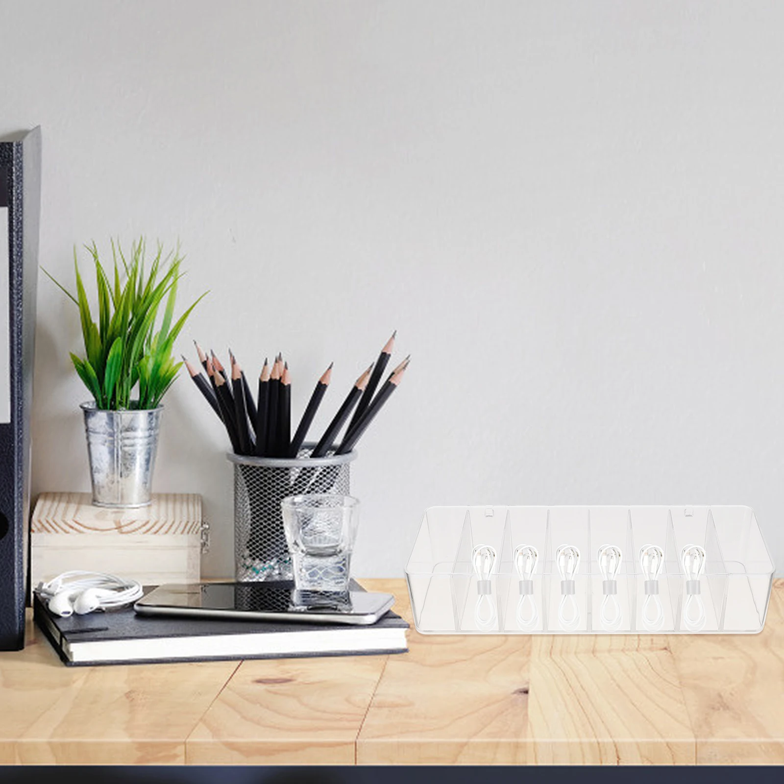 1 قطعة صندوق تخزين مكتبي أكريليك شفاف متعدد الشبكة منظم لكابل البيانات شحن رئيس القرطاسية مجوهرات أشتات المنزل #6