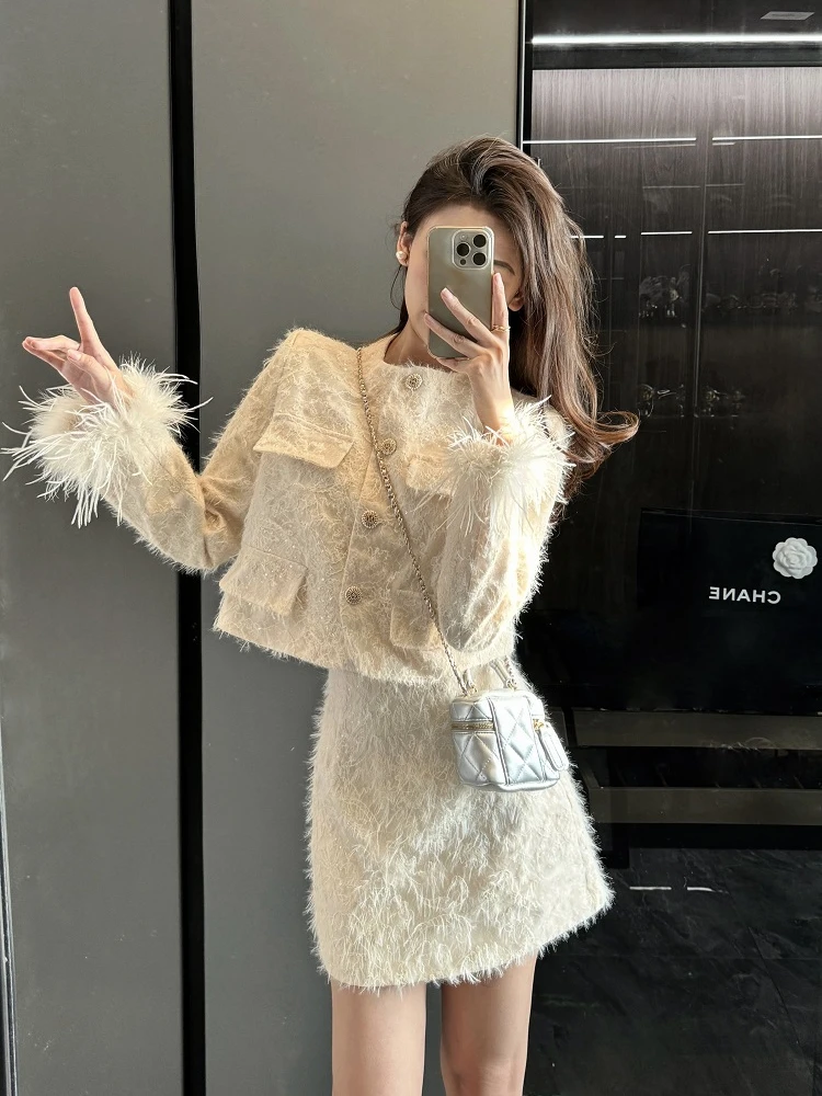 

Комплект юбки Ele ort, осенний модный женский ансамбль Ladylike Perfume Sle премиум-класса из двух предметов для успешных женщин