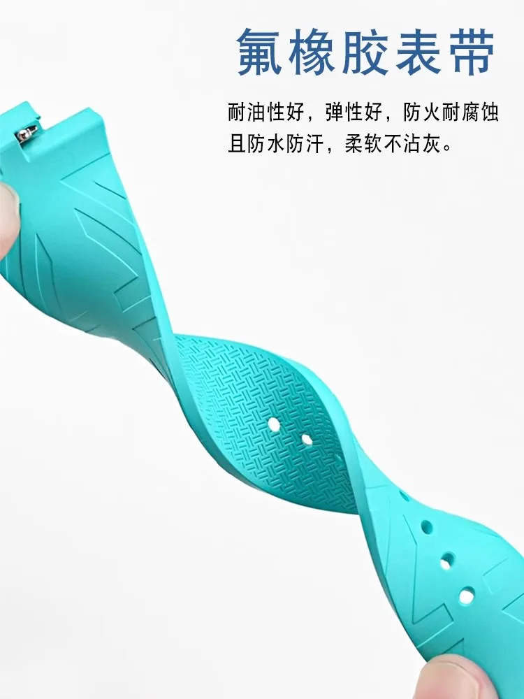 Ремешок из фторкаучука 9 мм для Citizen NJ0150 NJ0151 0158, быстросъемная пряжка, мужские мягкие FKM спортивные водонепроницаемые сменные ремешки для часов