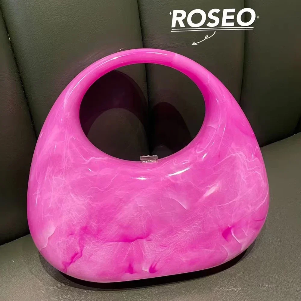 Bolso acrílico de lujo para mujer, bolsa de hombro de media luna, a la moda, de diseñador de noche, para fiesta y boda