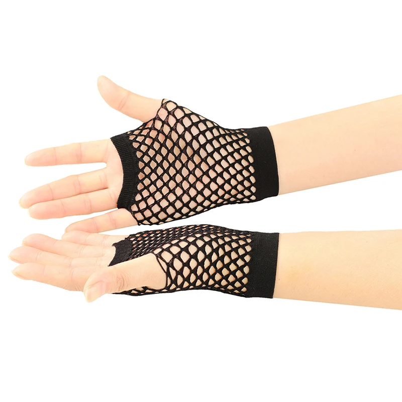 1Pair Womens Short Fishnet Net Gloves Fingerless Mesh Gloves Punk Rock Fancy Night Club Party Arm Warmer Gloves Sexy Gloves Hot