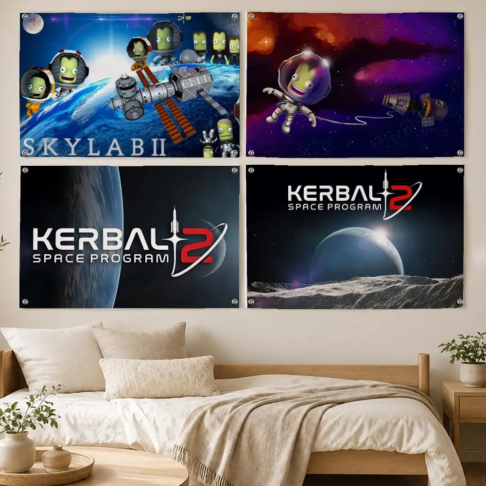 Kerbal Space Program NASA Flags Room Bedroom Home Outdoor Wall Hanging Concert Printed Background Decoration Art Banne