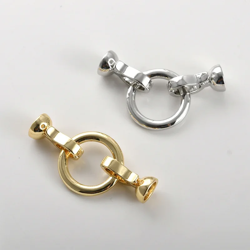 18k Electroplated Gold Color Retention Long Oval Round Hollow Connection Pearl Buckle DIY Beaded Bracelet Necklace Accessories