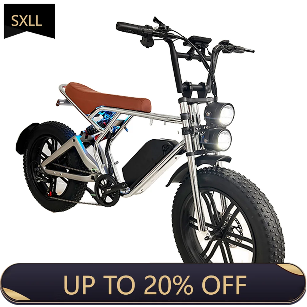 

Электровелосипед SXLL с толстыми шинами 20 дюймов, бесщеточный двигатель 500W/750W, литиевая батарея 48V 14AH, цифровой интеллектуальный светодиодный фонарь