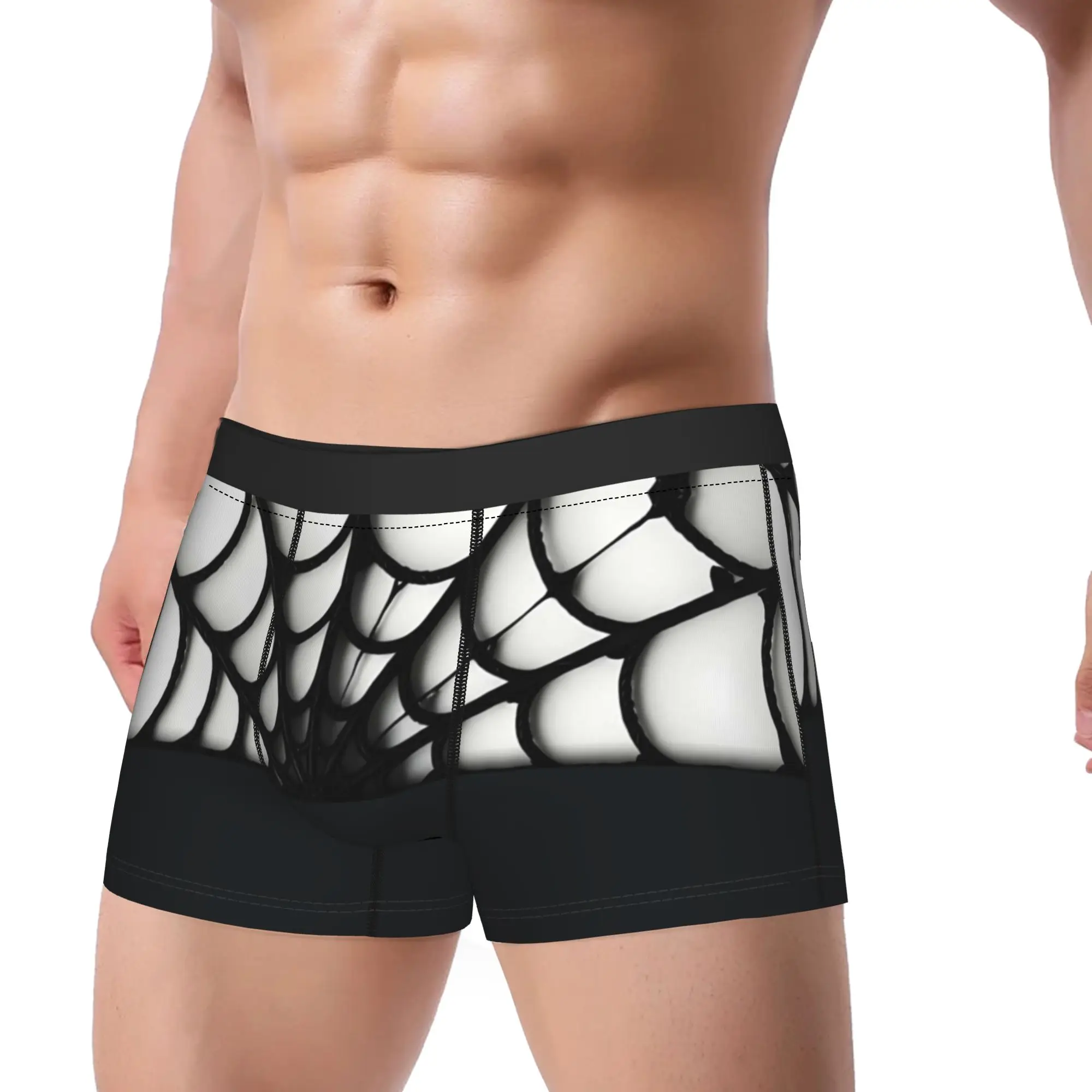 Black White Spider Web Dark Pattern  Underpants Breathbale Panties Men's Underwear Comfortable Shorts Boxer Briefs