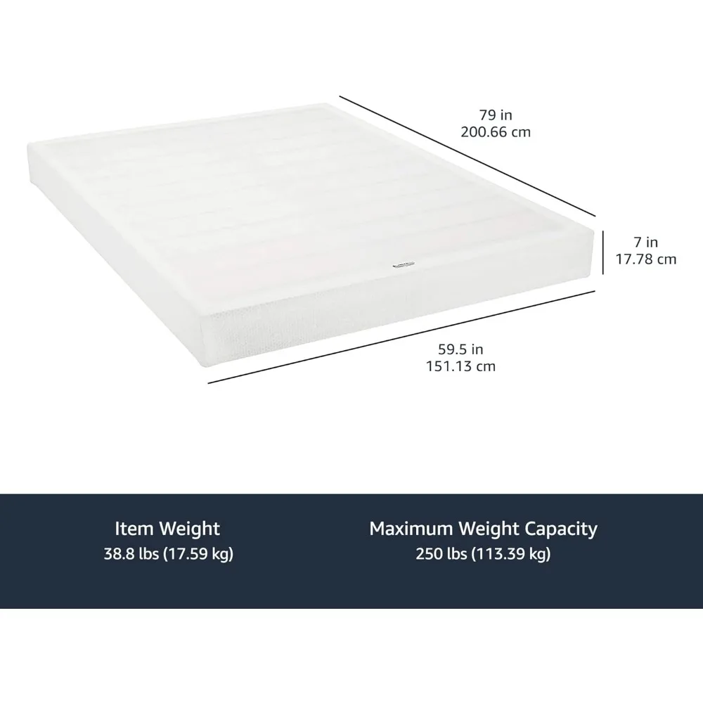 Basics Smart Box Spring Bed Base, Extra Firm Memory Foam Mattress Foundation, Tool-Free Easy Assembly, Queen Size