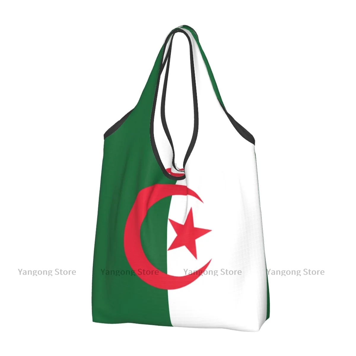 Foldable Shopping Bag Flag Of Algeria Tote Folding Pouch Handbag Convenient Travel Grocery Bag