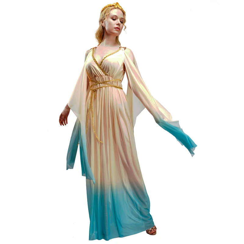 Women\'s Greek Goddess Dress Costume Adult Roman Princess Dress Sexy Cleopatra Queen Cosplay Halloween Carnival Party Fancy Dress