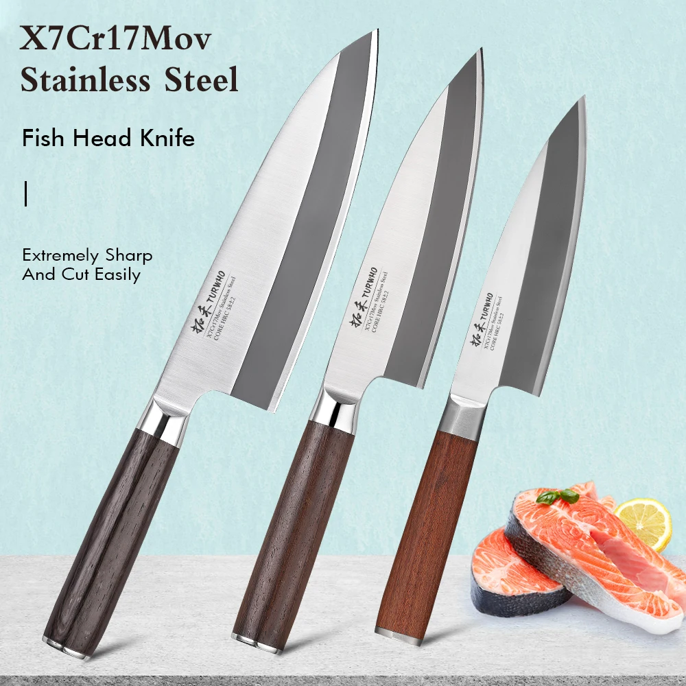 

TURWHO Japanese Sashimi Knife Deba Salmon Sushi Filleting Kitchen Knives Yanagiba Fish Head Cleaver Chef Knives Kitchen Tools