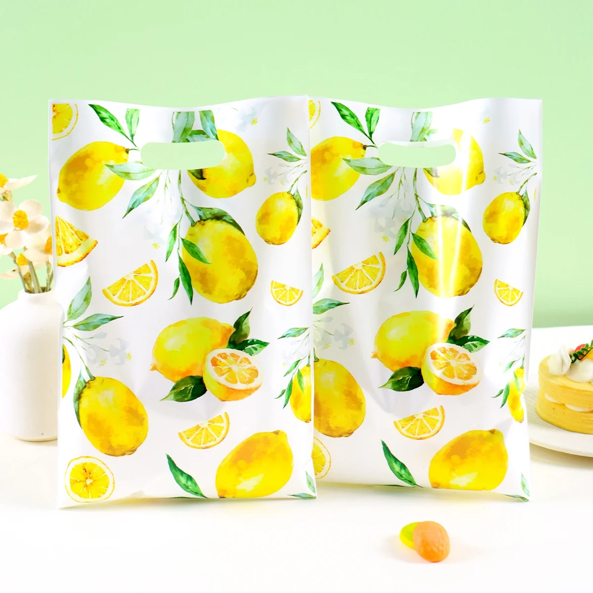 Sacs cadeaux en forme de citron jaune, 10/20/50 pièces, sacs à bonbons pour biscuits aux fruits d'été, pour fête sur la plage, pique-nique, sacs pour cadeaux de mariage