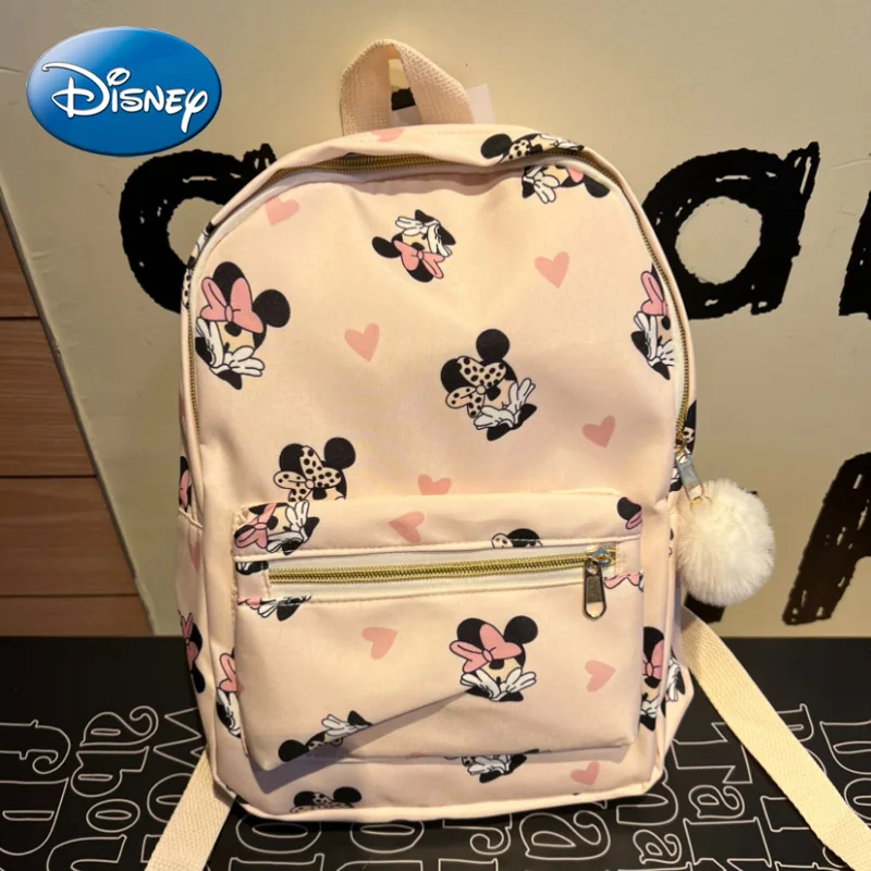 Disney Cartoon Minnie Backpack Girls Fashion School Bag Large Capacity Cute Student School Bag Cute Backpack for Boys and Girls