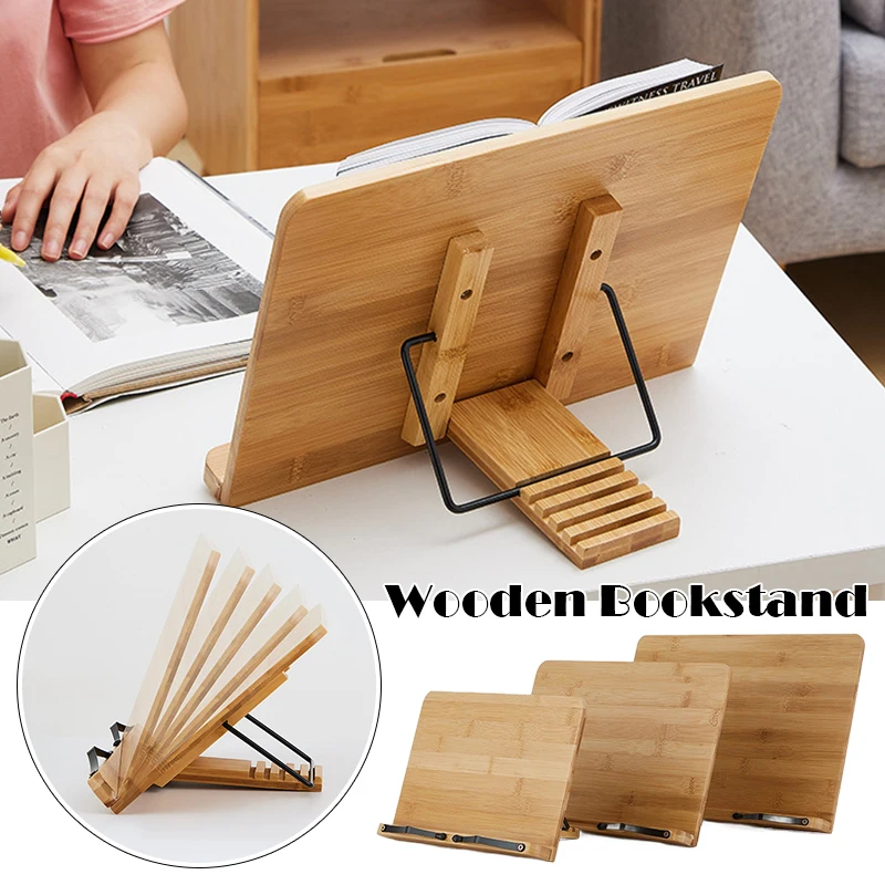 Adjustable Reading Rest Tablet Cook Home Study Room Book Holder Foldable Stand Bookends Bamboo Reading Desk Holder Desk Accessor