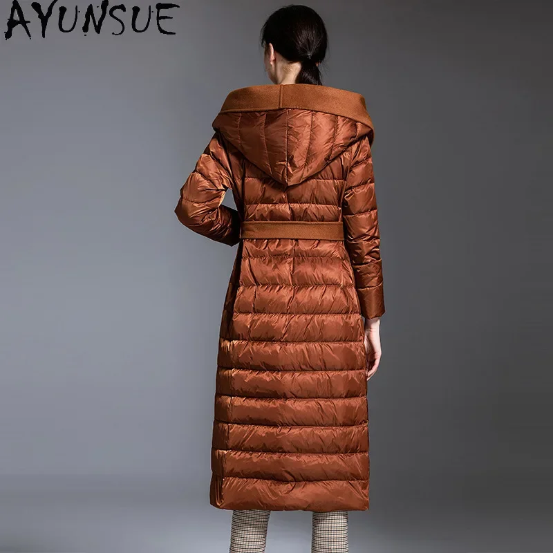 AYUNSUE-Doudoune en Duvet de Canard Blanc pour Femme, Vêtements de Luxe d'Hiver, Grande Taille, Chester d'Extérieur, Longue Capuche Combinée, 2024