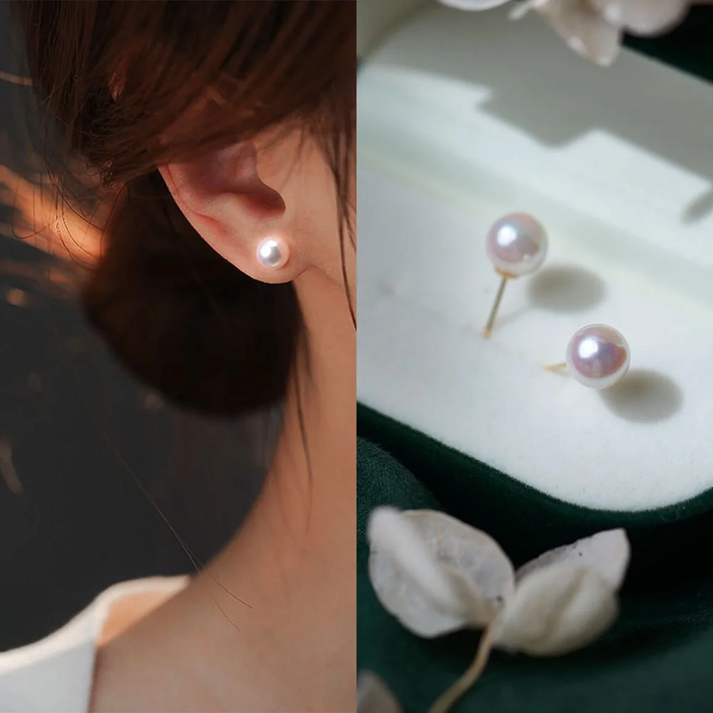 Natural pearl earrings classic high-end pearl earrings AAAA 10-11mm
