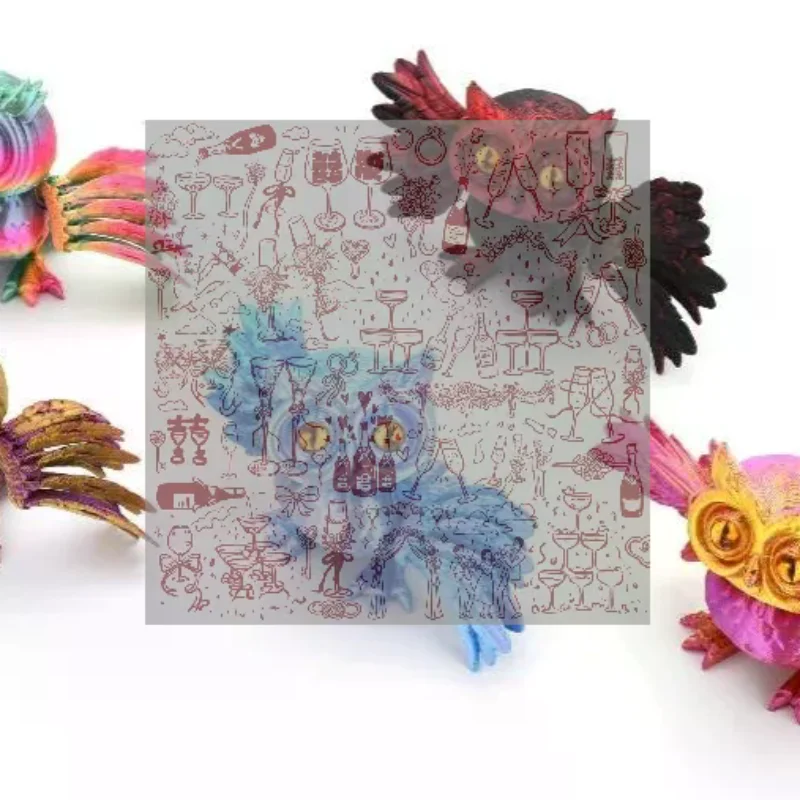 Cute 3D Printed Owl Realistic Multi-joint Movable Owl Figures Home Office Desk Decoration Gifts Toy For Children Boys Girls