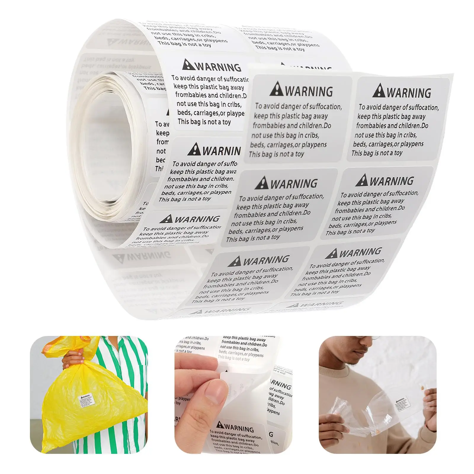 Small White Sticky Labels Anti-suffocation Warning Accessory Stickers Suufication