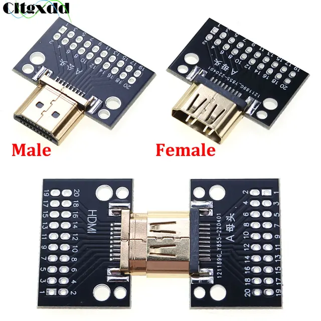 Cltgxdd 1 szt. Kompatybilny-HDMI męska i żeńska płytka testowa 19Pin 19P męskie złącze wtykowe z płytką testową PCB lutowany typ A
