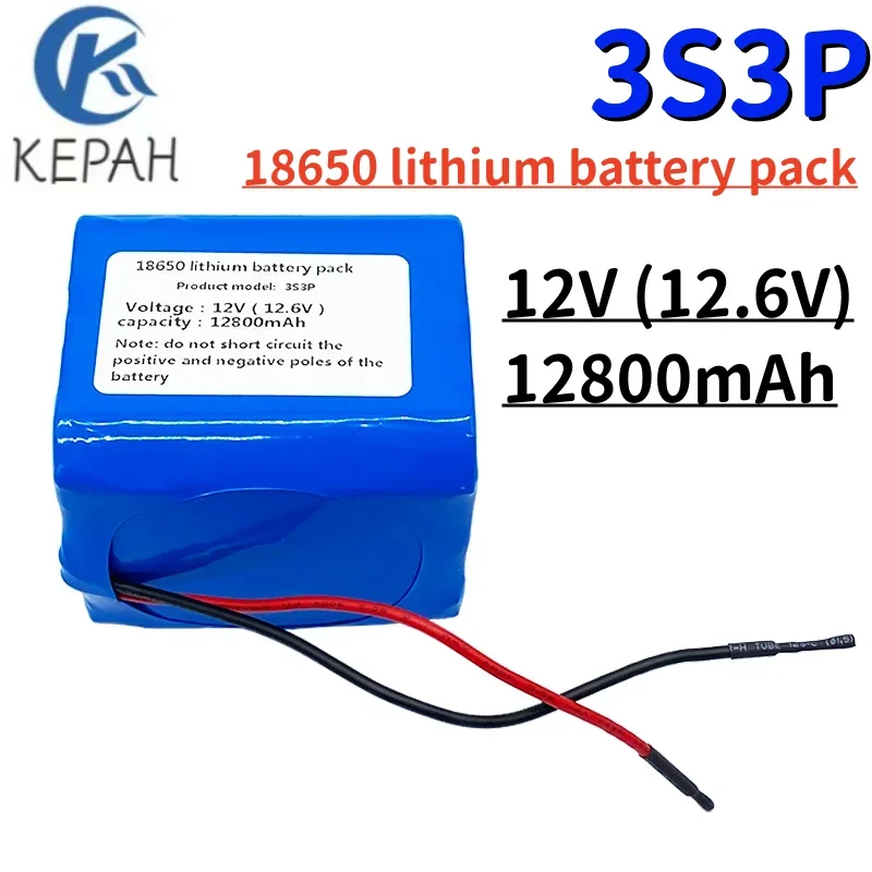 3S3P 12V 12800mAh QB 18650 Lithium ion Battery Pack, 12.6V with PCB (3-6A) and Lead with BMS Lithium Battery Protection Board