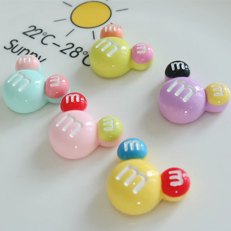 10 Pcs New Cute Bright Surface Cartoon M Beans Colour Candy Resin Scrapbook Diy Jewelry Children Party Hairpin Accessories A88