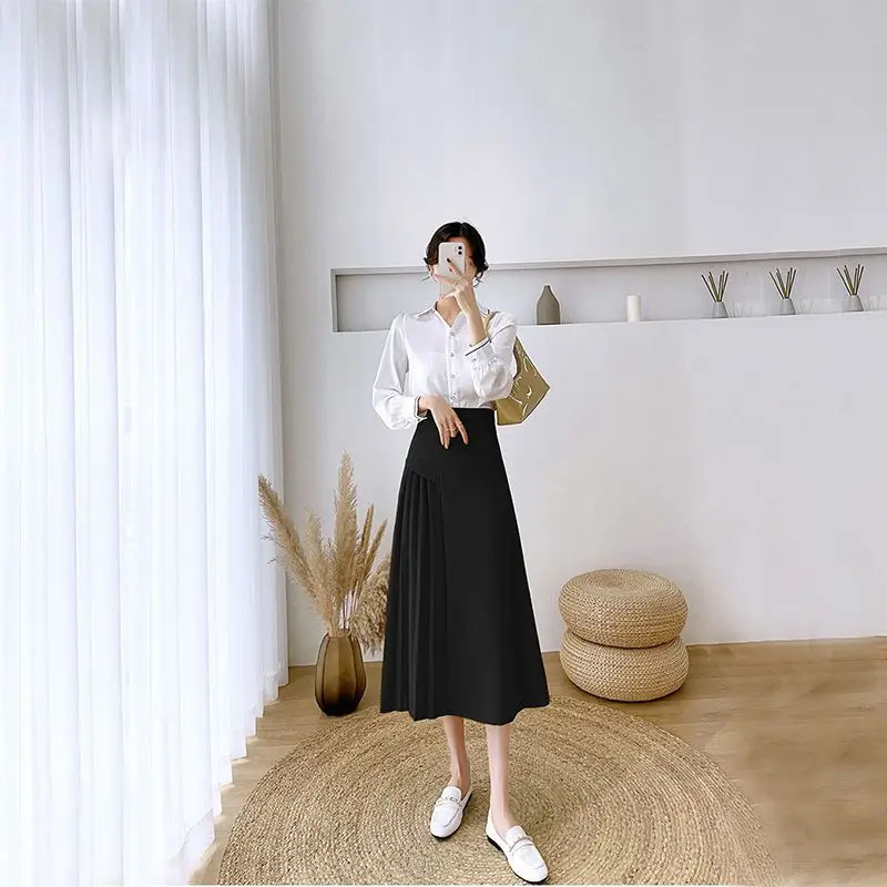 

Women's Skirt Pleated Formal Black Pleat Female Skirts Office Stylish Cheap High Quality Summer 2024 Offer Aesthetic Hot Trend V
