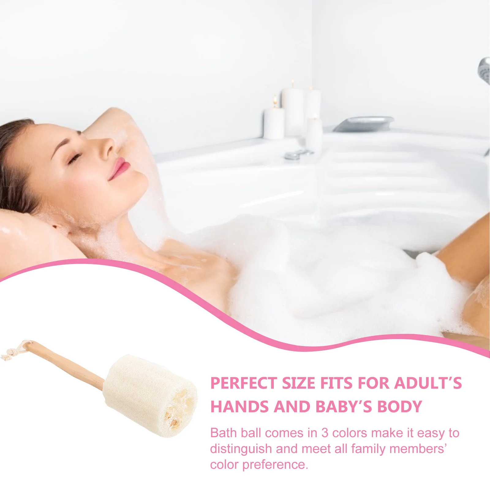 Loofah on a Stick Bath Scrubber Brush Skin Cleaning Exfoliating Home Bath Tool for Gentle and Effective Body Exfoliation