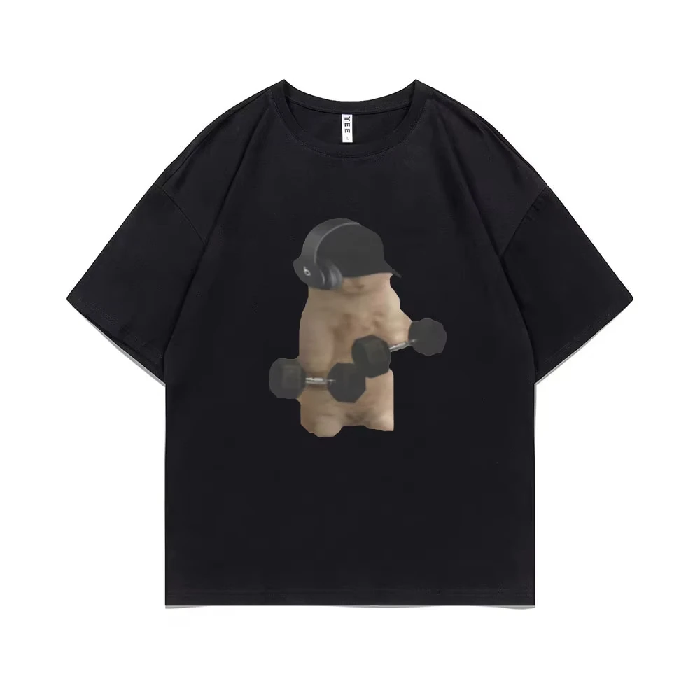 Funny Gym Cat Meme Tshirt Sam Sulek Fitness Pump Cover Memes T-shirts Men Women Casual Oversized T Shirt Male Cotton T Shirts