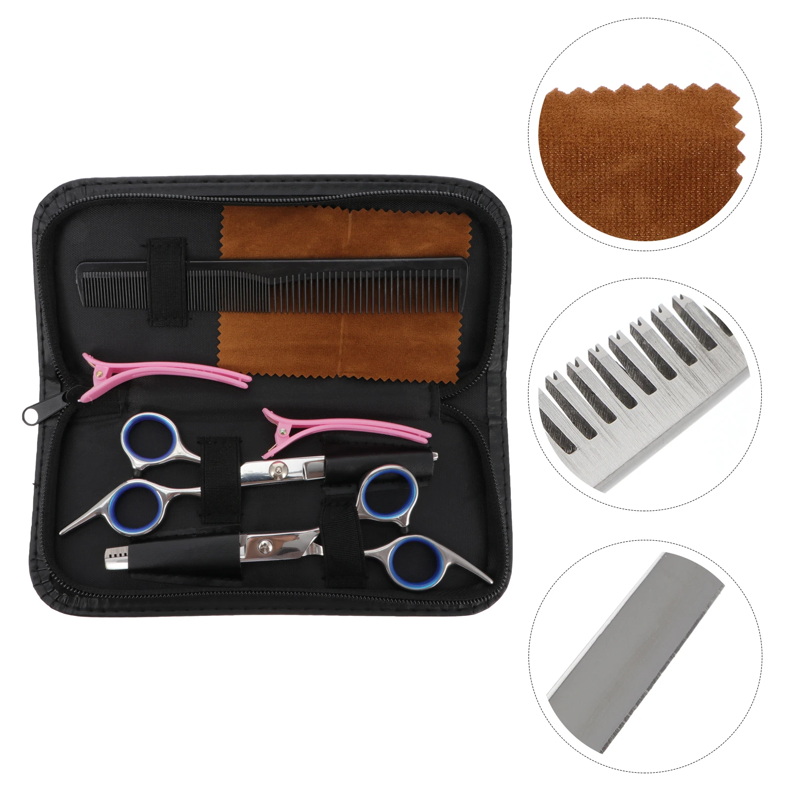 7 قطعة مجموعة تصفيف الشعر أدوات الحلاق المهنية صالون حلاقة عدة مريح قص الشعر مقص مشط كليب صندوق تخزين