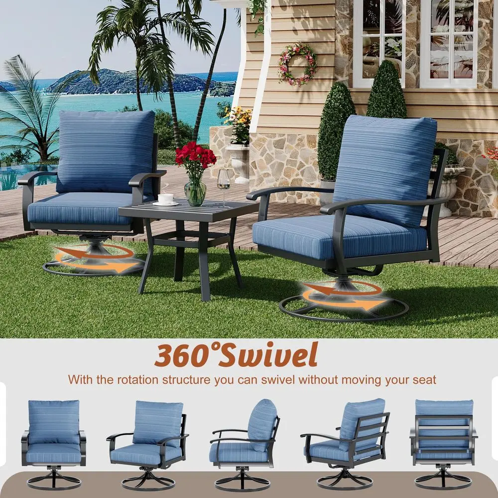 

Outdoor Swivel Rocker Patio Chairs with Coffee Table 3 PCS Bistro Set, 360 Degree Swivel Rocking Chair Patio Conversation Set w