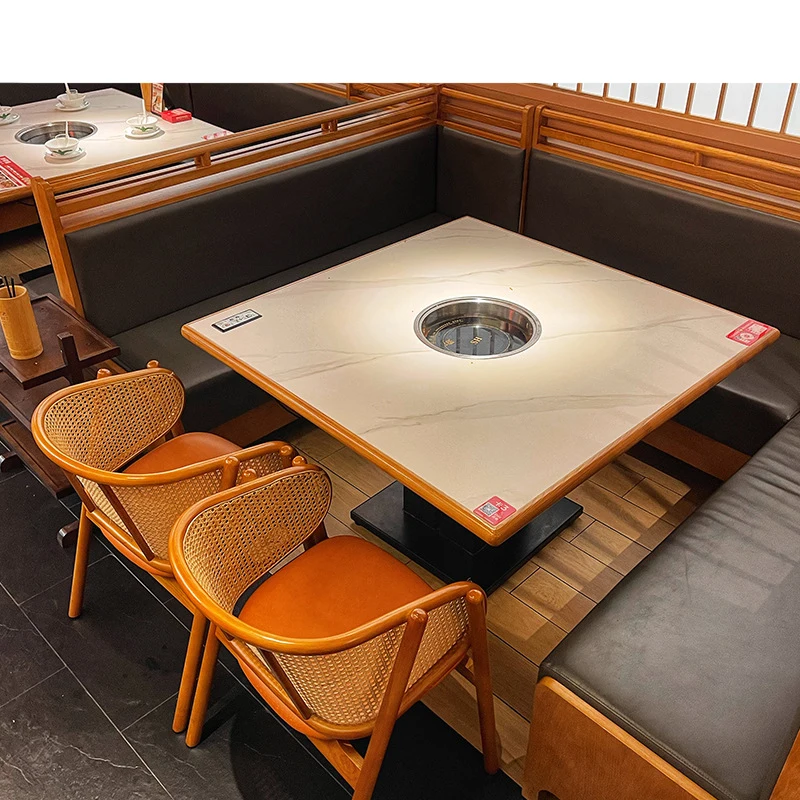 

#Restaurant Sofa Card Rattan Dining Chair Restaurant Japanese Barbecue Hot Pot Restaurant Table And Chair