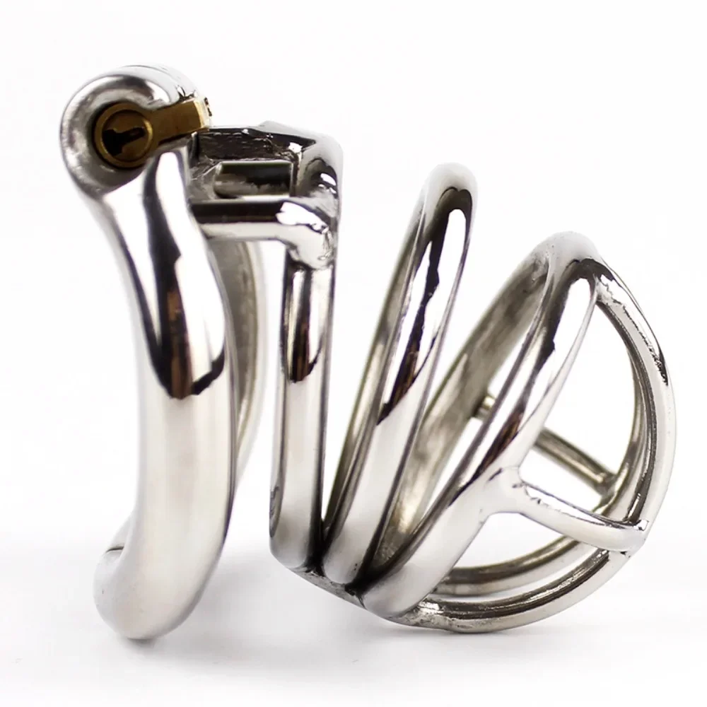 Small Medium Large Stainless Steel Male Chastity Device Metal Cock Cage Arc Penis Ring BDSM Sex Toys for Men Urethral Lock