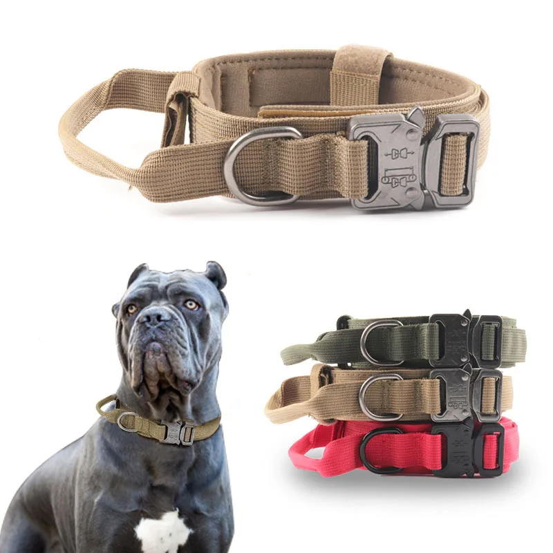 

Tactical Explosion-Proof Outdoor Dog Collar Medium And Large Dog Nylon Collar Metal Buckle Traction Adjustable Training Collar