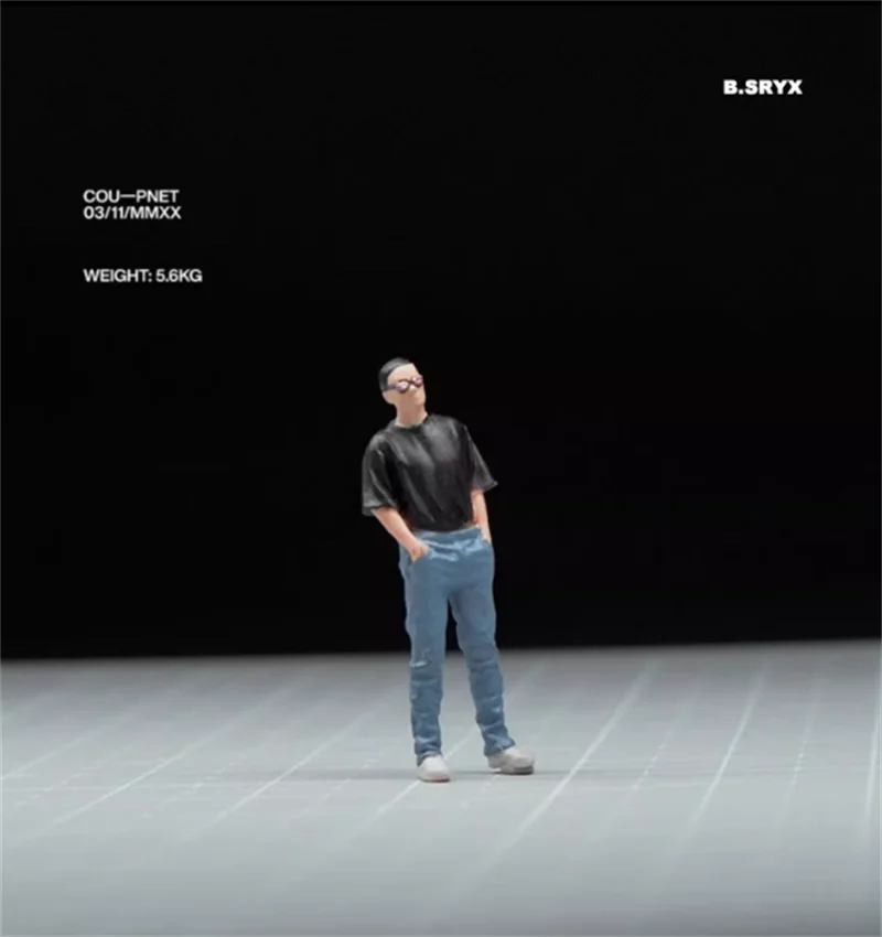 1:64 Schaalmodel 1 Stuks Hars Mannen Met Korte Mouwen En Zonnebril Knappe Guy Action Figure Pop Diy Scène accessoire Display