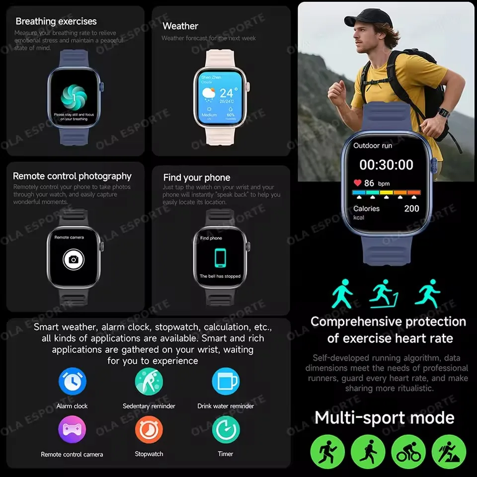 

Смарт-часы для мужчин и женщин, 1,83-дюймовый AMOLED-экран, Bluetooth-вызов, монитор сердечного ритма, спортивный режим, водонепроницаемые браслеты для женщин
