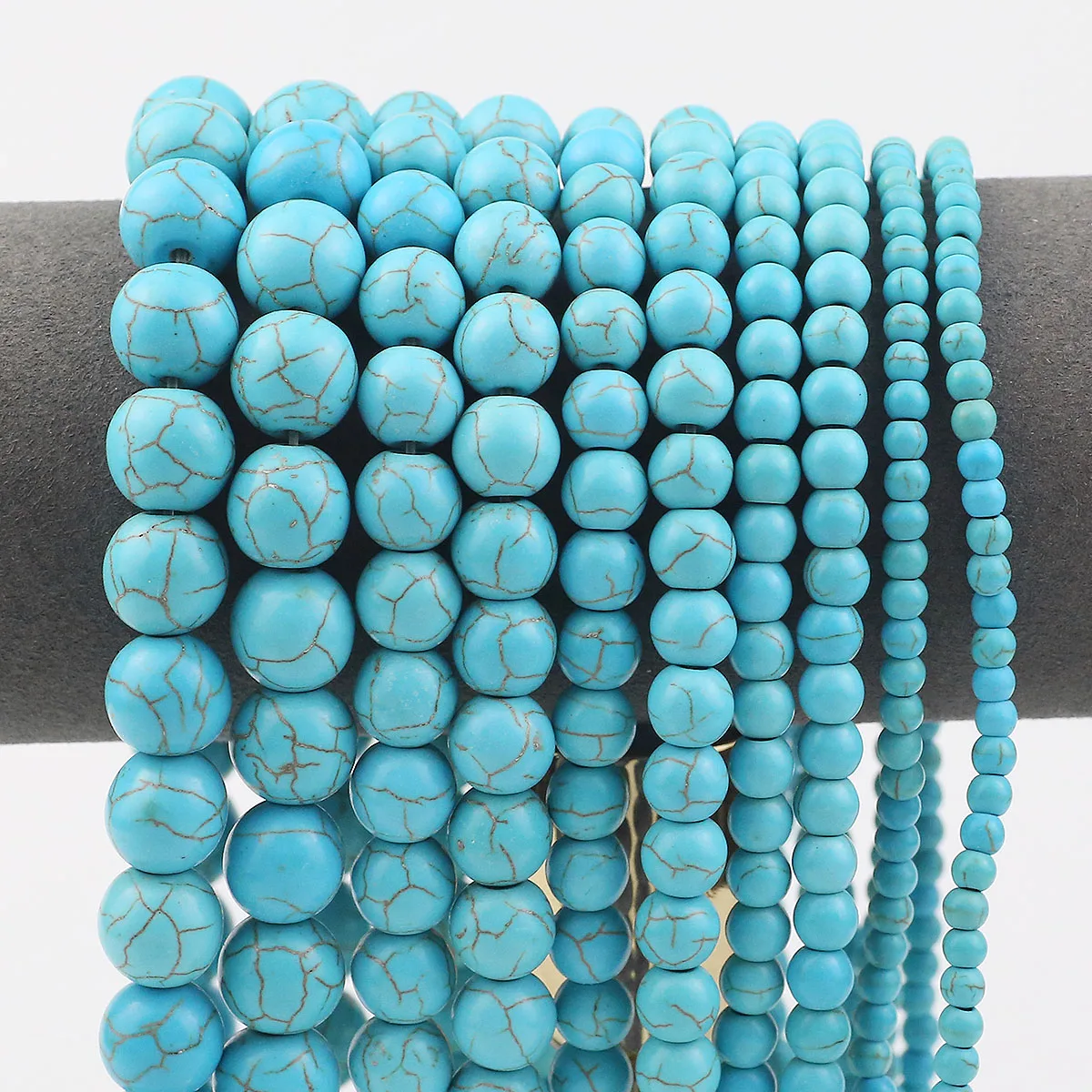 31-89pcs Synthetic Blue Turquoise Loose Beads Stone Round Spacers 4 6 8 10 12MM For Jewelry Bracelets Making DIY Accessories