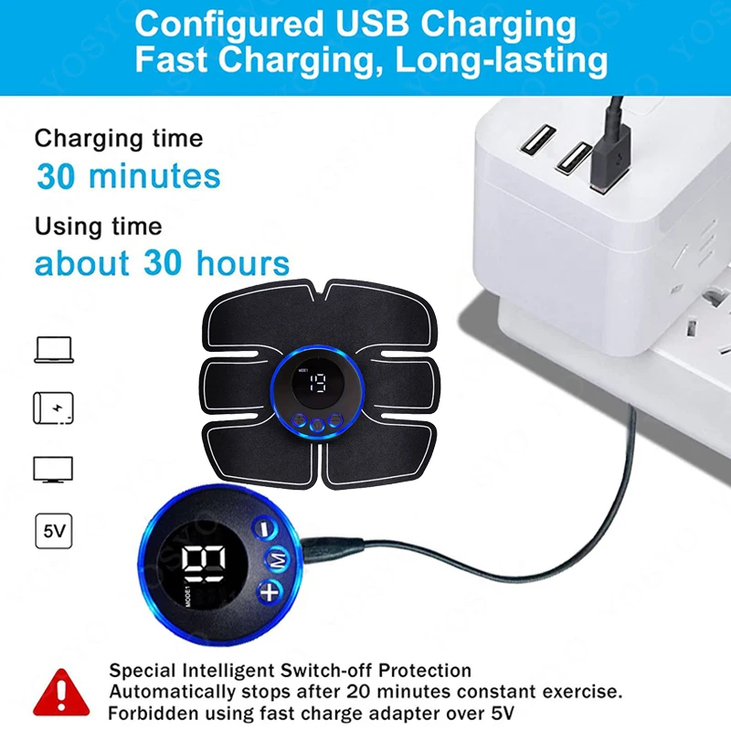 USB قابلة للشحن الذكية اللاسلكية تدليك العضلات اللياقة البدنية المدرب البطن التدريب الكهربائية الجسم التخسيس مدلك