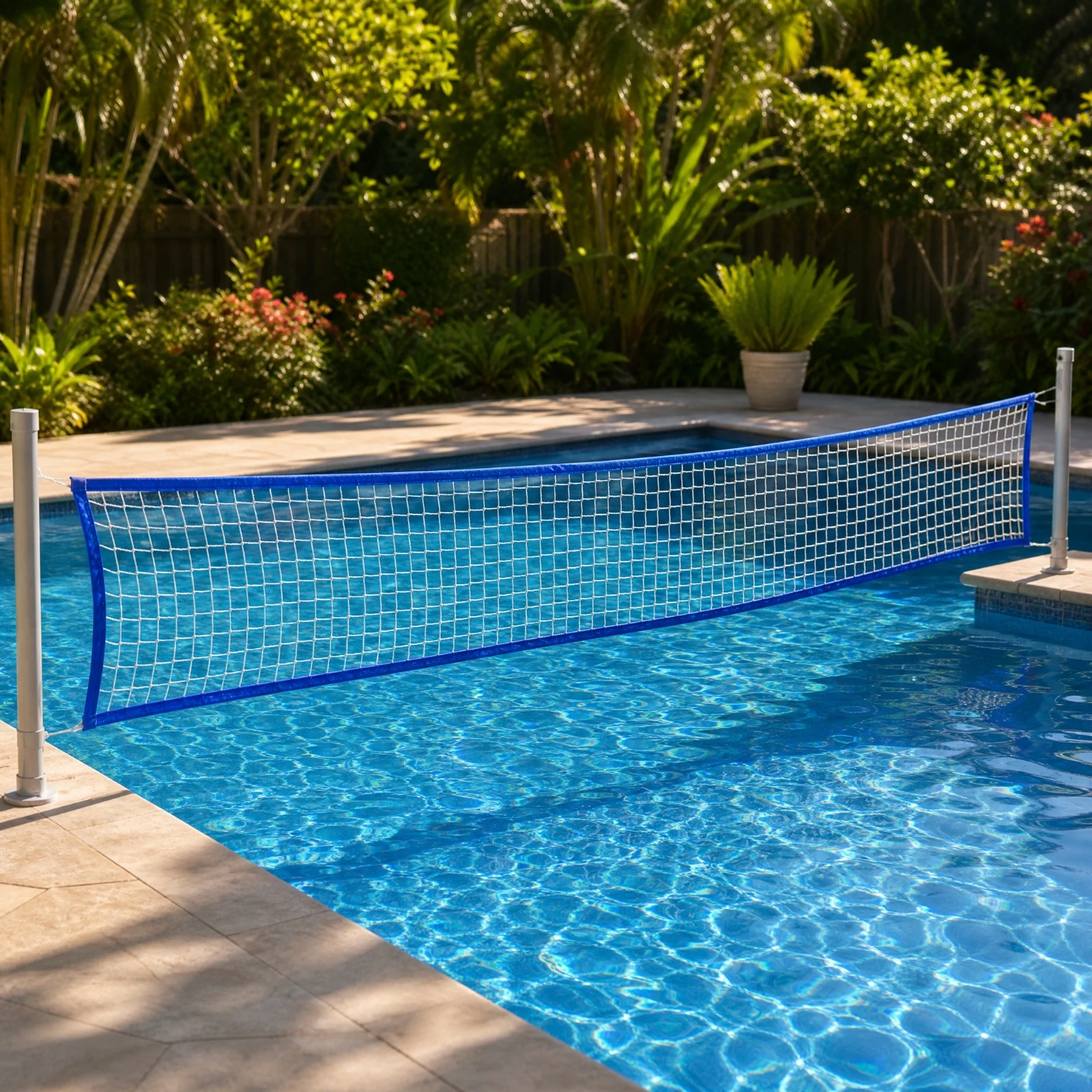 Portable Pool Volleyball Net with Attachment Loops Lightweight PE Mesh Volleyball Net Compact Waterproof for Families